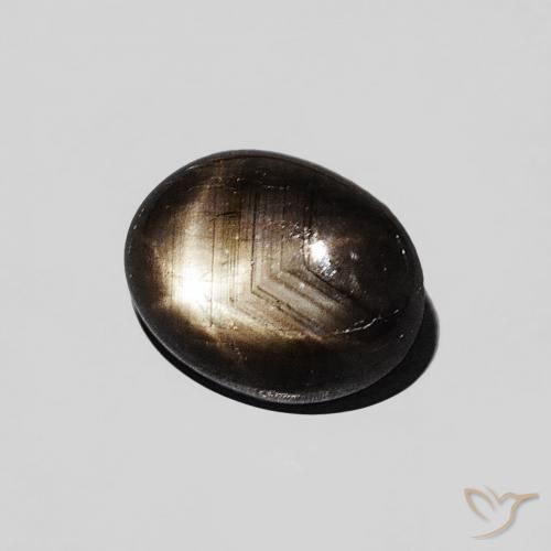 Zafiro estrella Negro natural de 1.29 ct, Ovalada, Opaco