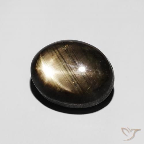 Zafiro estrella Negro natural de 5.20 ct, Ovalada, Opaco