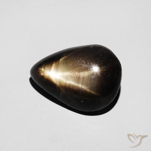 Zafiro estrella Negro natural de 4.01 ct, En forma de pera, Opaco