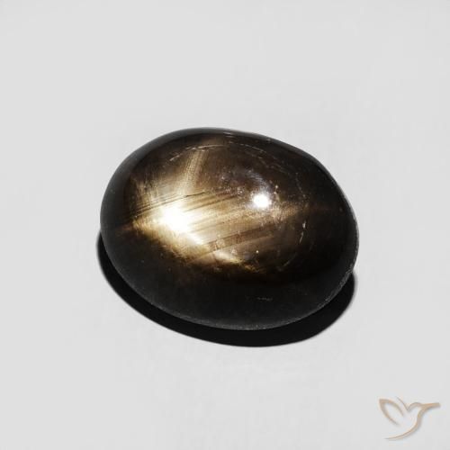 Zafiro estrella Negro natural de 3.16 ct, Ovalada, Opaco