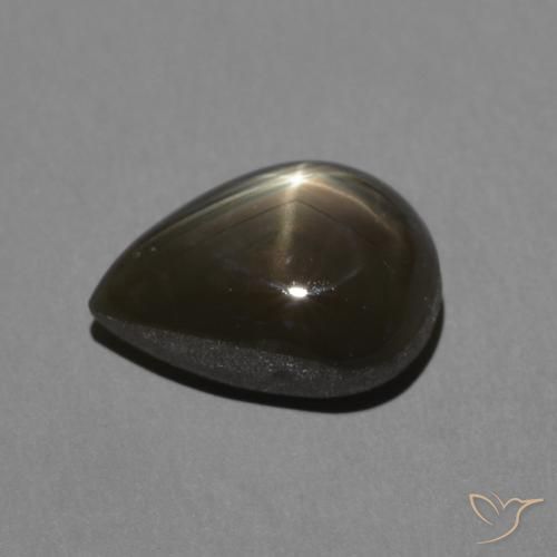 Zafiro estrella Negro natural de 2.50 ct, En forma de pera, Opaco