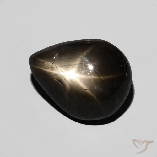 Zafiro estrella Negro natural de 4.69 ct, En forma de pera, Opaco