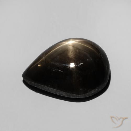 Zafiro estrella Negro natural de 4.69 ct, En forma de pera, Opaco