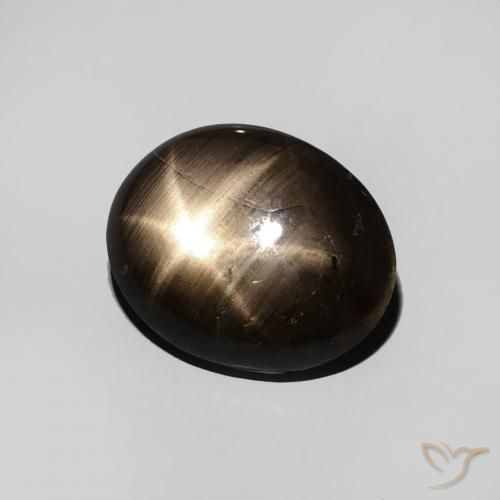 Zafiro estrella Negro natural de 3.44 ct, Ovalada, Opaco