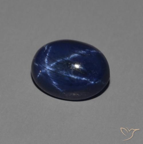 Zafiro estrella Azul oscuro natural de 1.38 ct, Ovalada, Opaco