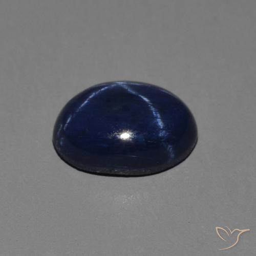 Zafiro estrella Azul oscuro natural de 1.38 ct, Ovalada, Opaco