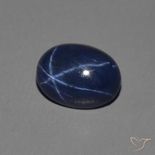 Zafiro estrella Azul oscuro natural de 1.40 ct, Ovalada, Opaco