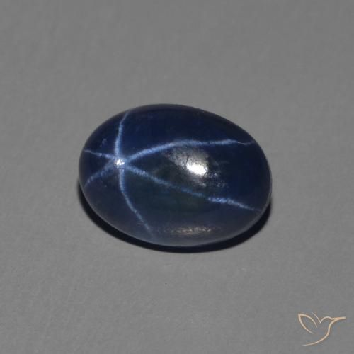 Zafiro estrella Azul oscuro natural de 1.46 ct, Ovalada, Opaco