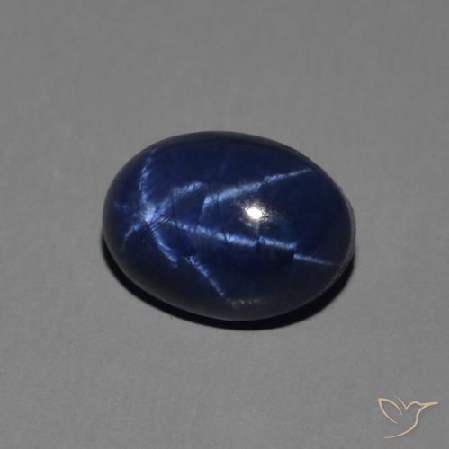 Zafiro estrella Azul oscuro natural de 1.65 ct, Ovalada, Opaco