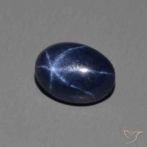 Zafiro estrella Azul oscuro natural de 1.46 ct, Ovalada, Opaco