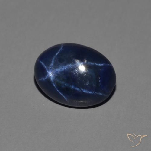 Zafiro estrella Azul oscuro natural de 1.44 ct, Ovalada, Opaco
