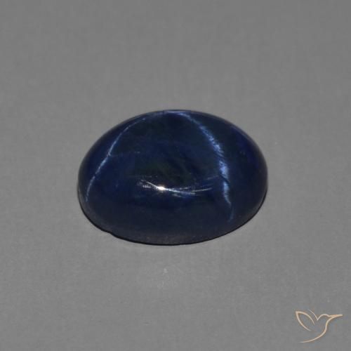 Zafiro estrella Azul oscuro natural de 1.44 ct, Ovalada, Opaco