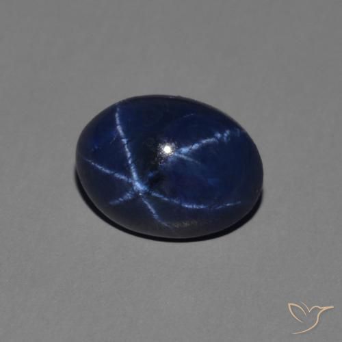 Zafiro estrella Azul oscuro natural de 1.48 ct, Ovalada, Opaco