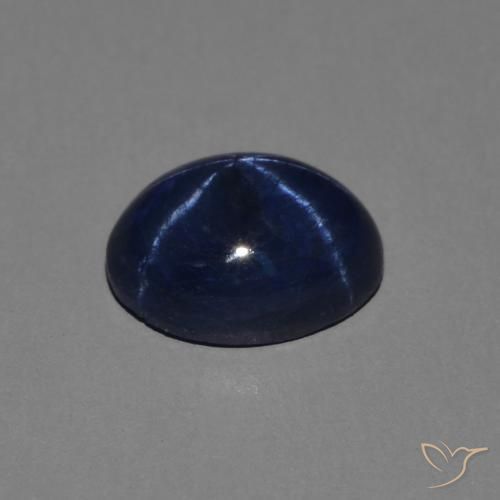 Zafiro estrella Azul oscuro natural de 1.48 ct, Ovalada, Opaco