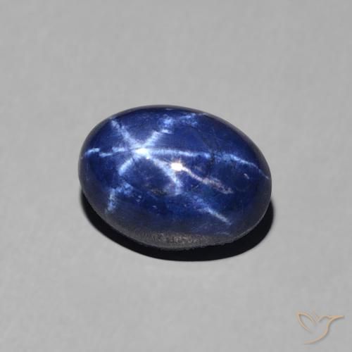 Zafiro estrella Azul oscuro natural de 1.52 ct, Ovalada, Opaco