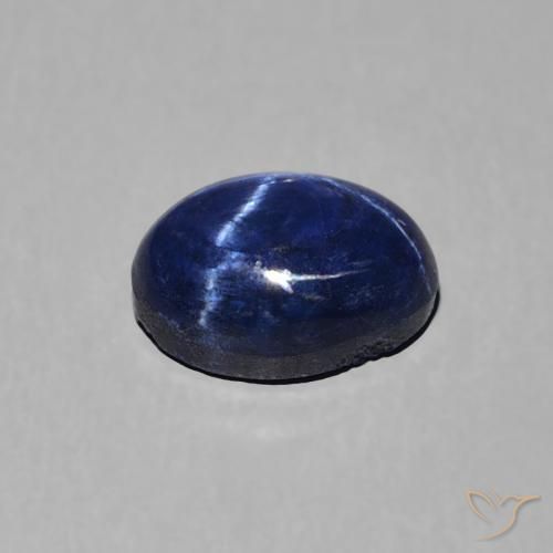 Zafiro estrella Azul oscuro natural de 1.52 ct, Ovalada, Opaco