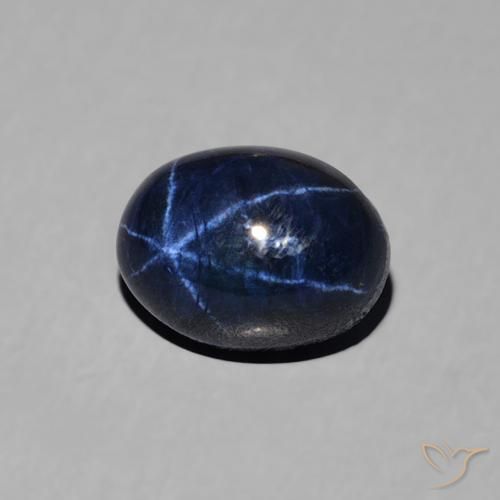 Zafiro estrella Azul oscuro natural de 1.68 ct, Ovalada, Opaco