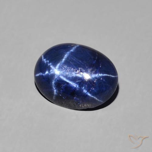Zafiro estrella Azul oscuro natural de 1.63 ct, Ovalada, Opaco