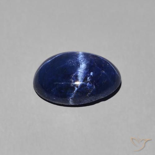 Zafiro estrella Azul oscuro natural de 1.63 ct, Ovalada, Opaco