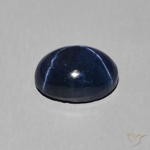 Zafiro estrella Azul oscuro natural de 1.57 ct, Ovalada, Opaco