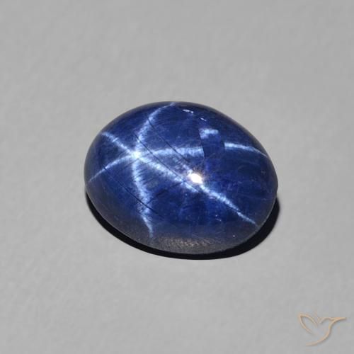 Zafiro estrella Azul oscuro natural de 1.89 ct, Ovalada, Opaco