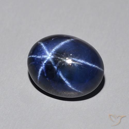 Zafiro estrella Azul oscuro natural de 3.46 ct, Ovalada, Opaco