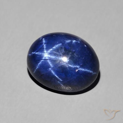 Zafiro estrella Azul oscuro natural de 3.65 ct, Ovalada, Opaco