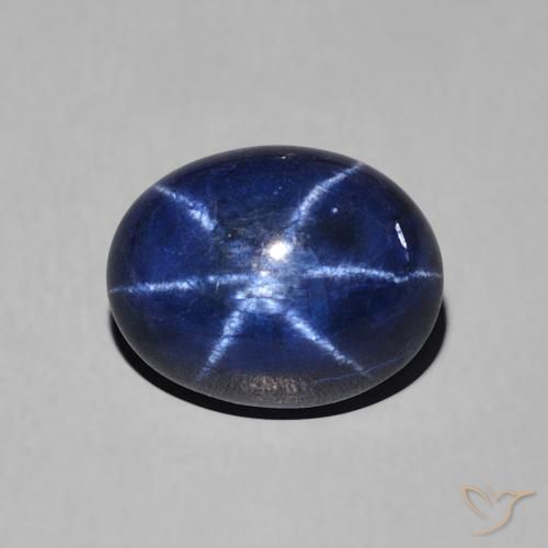 Zafiro estrella azul natural de 3,39 ct, corte óvalo, opaco