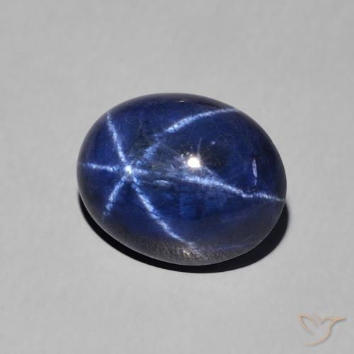 Zafiro estrella azul natural de 3,39 ct, corte óvalo, opaco