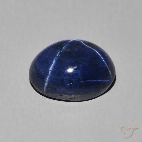 Zafiro estrella azul natural de 3,39 ct, corte óvalo, opaco