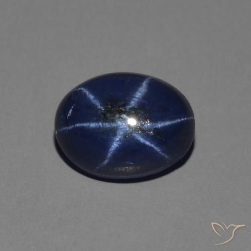 Zafiro estrella Azul oscuro natural de 1.49 ct, Ovalada, Opaco