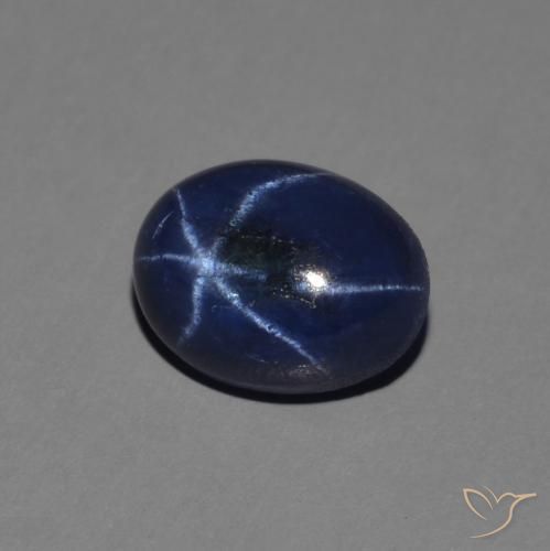Zafiro estrella Azul oscuro natural de 1.49 ct, Ovalada, Opaco