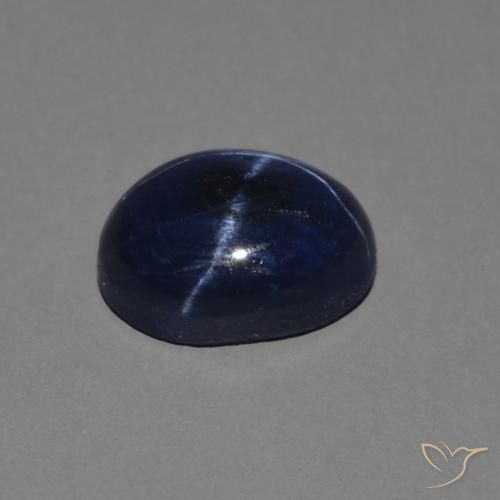 Zafiro estrella Azul oscuro natural de 1.49 ct, Ovalada, Opaco