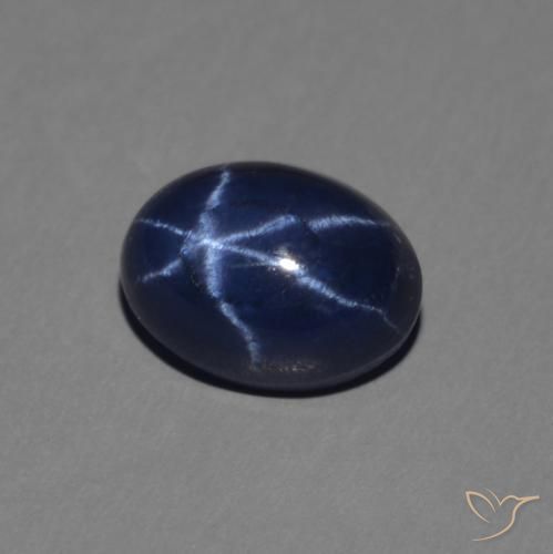 Zafiro estrella Azul oscuro natural de 1.52 ct, Ovalada, Opaco