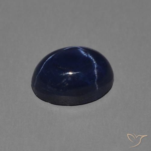 Zafiro estrella Azul oscuro natural de 1.52 ct, Ovalada, Opaco