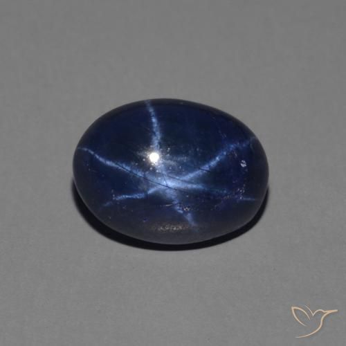Zafiro estrella azul natural de 1,79 ct, corte óvalo, opaco