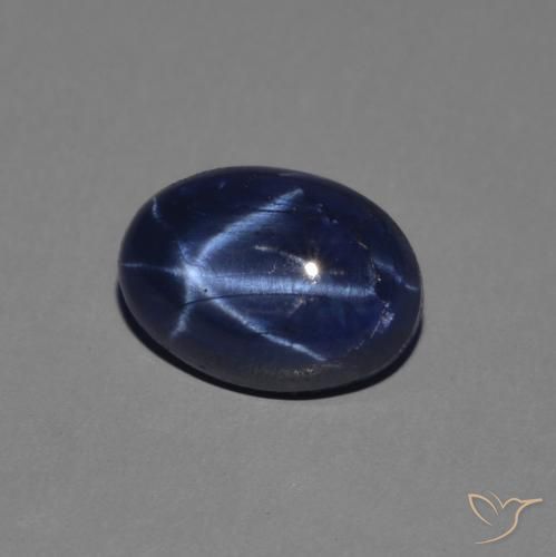 Zafiro estrella Azul oscuro natural de 1.39 ct, Ovalada, Opaco