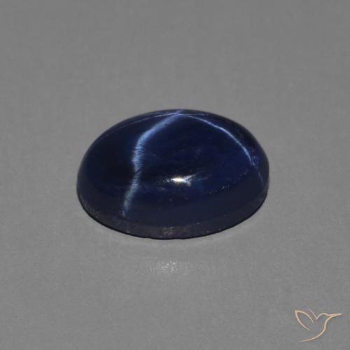 Zafiro estrella Azul oscuro natural de 1.39 ct, Ovalada, Opaco
