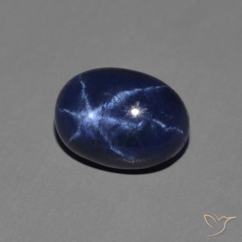 Zafiro estrella Azul oscuro natural de 1.64 ct, Ovalada, Opaco