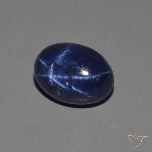 Zafiro estrella Azul oscuro natural de 1.45 ct, Ovalada, Opaco