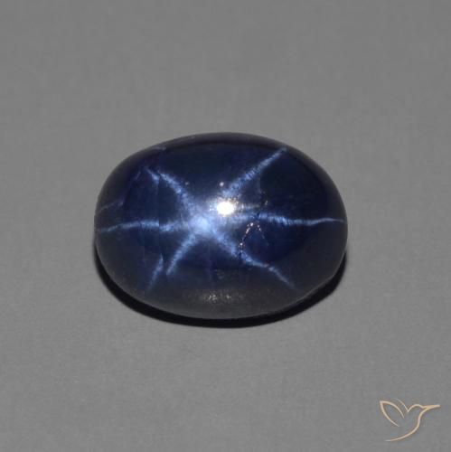 Zafiro estrella Azul oscuro natural de 1.77 ct, Ovalada, Opaco