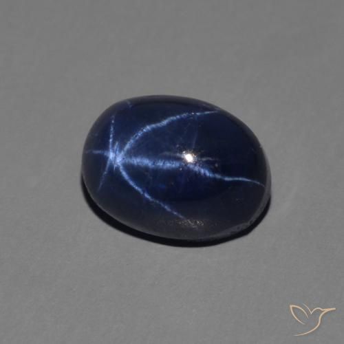 Zafiro estrella Azul oscuro natural de 1.77 ct, Ovalada, Opaco
