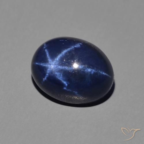 Zafiro estrella Azul oscuro natural de 2.44 ct, Ovalada, Opaco