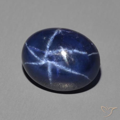 Zafiro estrella Azul oscuro natural de 3.06 ct, Ovalada, Opaco