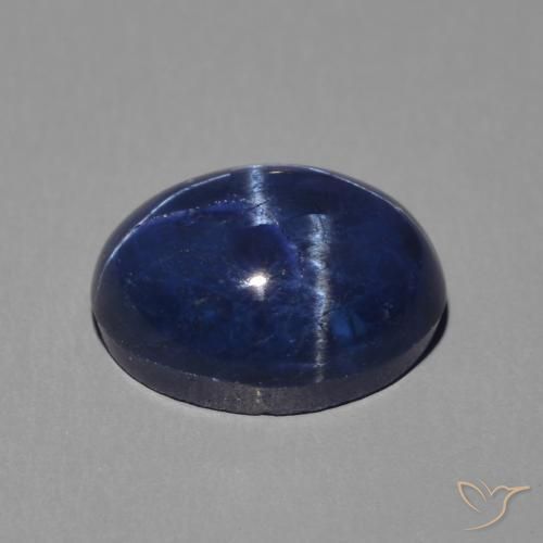 Zafiro estrella Azul oscuro natural de 3.06 ct, Ovalada, Opaco