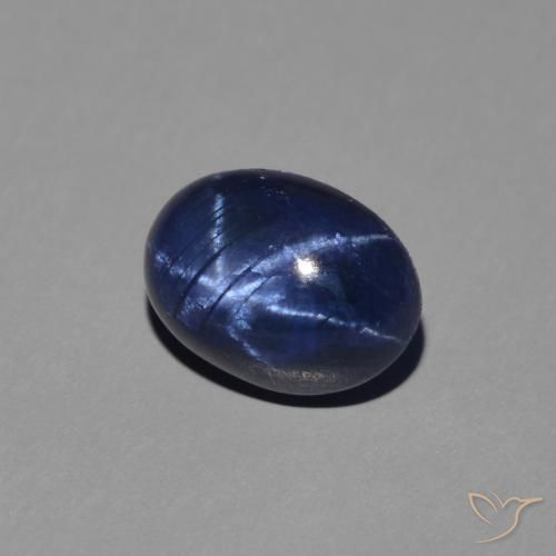 Zafiro estrella Azul oscuro natural de 1.47 ct, Ovalada, Opaco