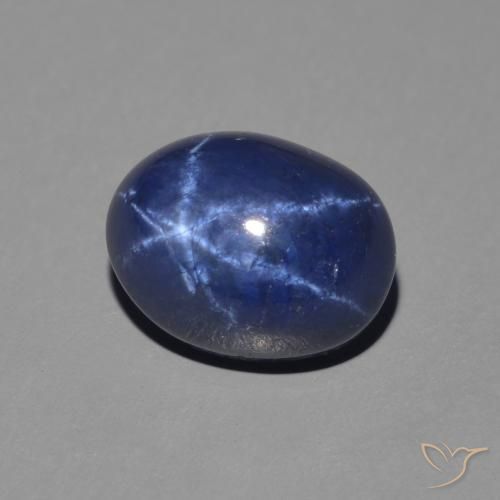 Zafiro estrella Azul oscuro natural de 2.50 ct, Ovalada, Opaco