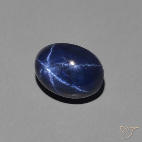 Zafiro estrella Azul oscuro natural de 1.60 ct, Ovalada, Opaco