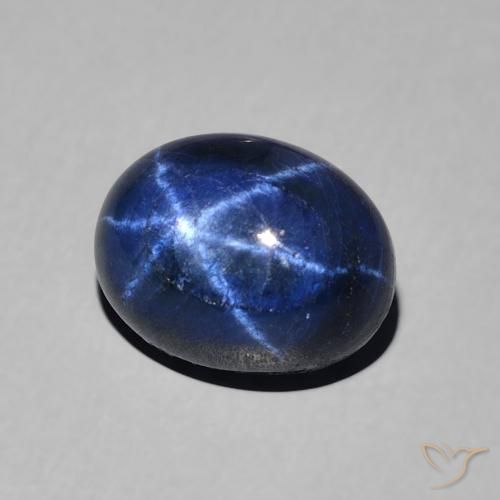 Zafiro estrella Azul oscuro natural de 3.22 ct, Ovalada, Opaco