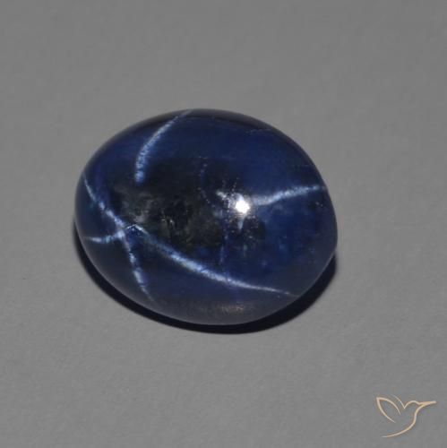 Zafiro estrella Azul oscuro natural de 2.89 ct, Ovalada, Opaco